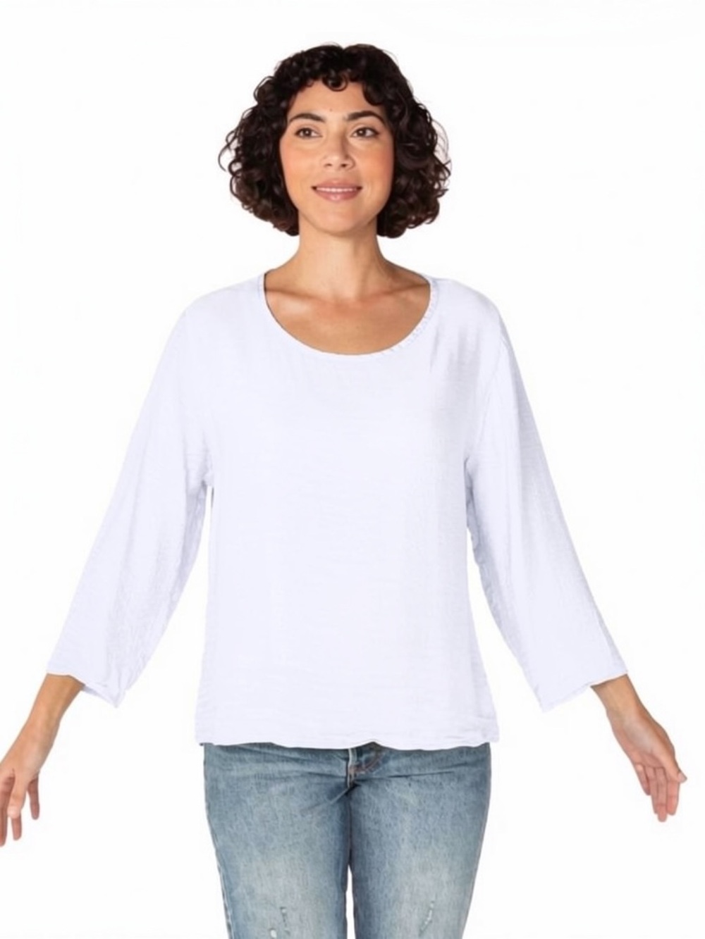 Cut Loose Rayon Parachute Split Back Top Size XS White